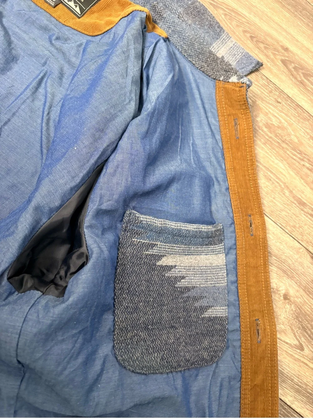 Men's Blue Patterned  - Casual Button-Up Jacket
